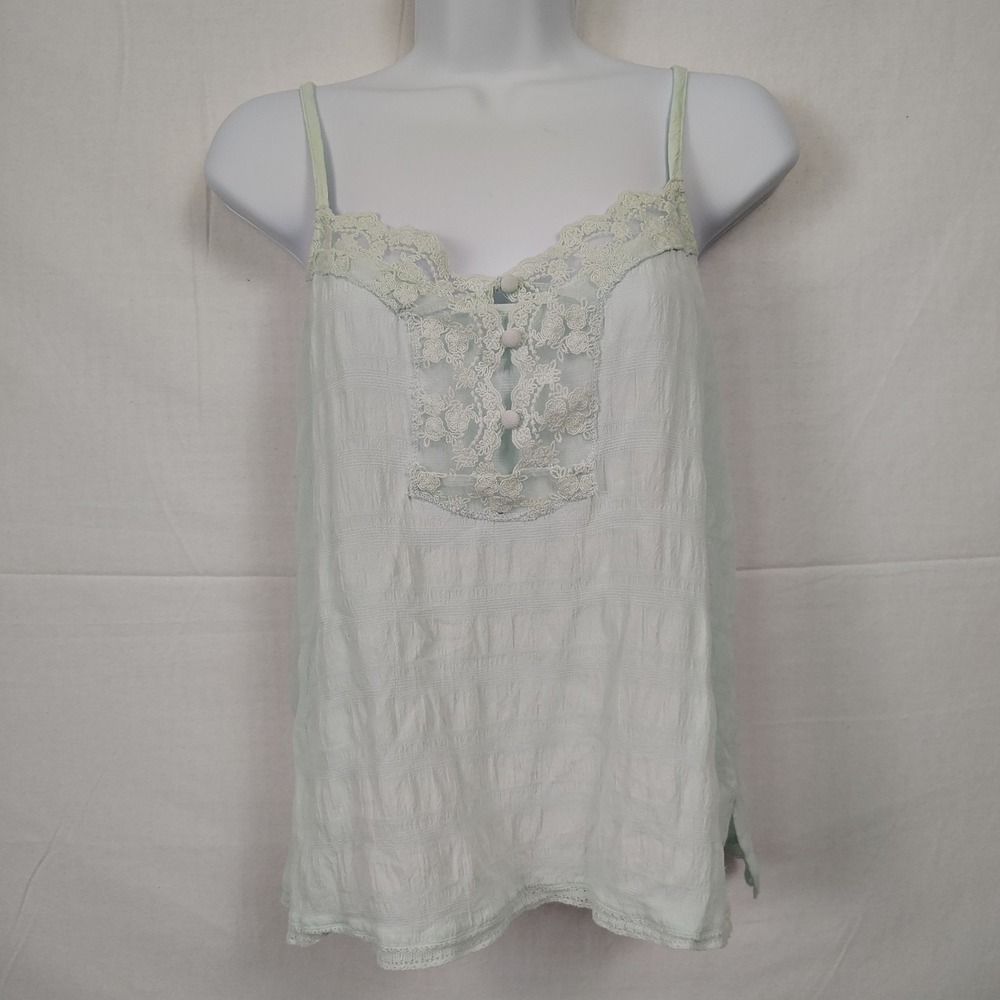 Democracy Y2k Lace‎ Trim Camisole Plisse Sz Small Cami Cottage Romantic Capsule